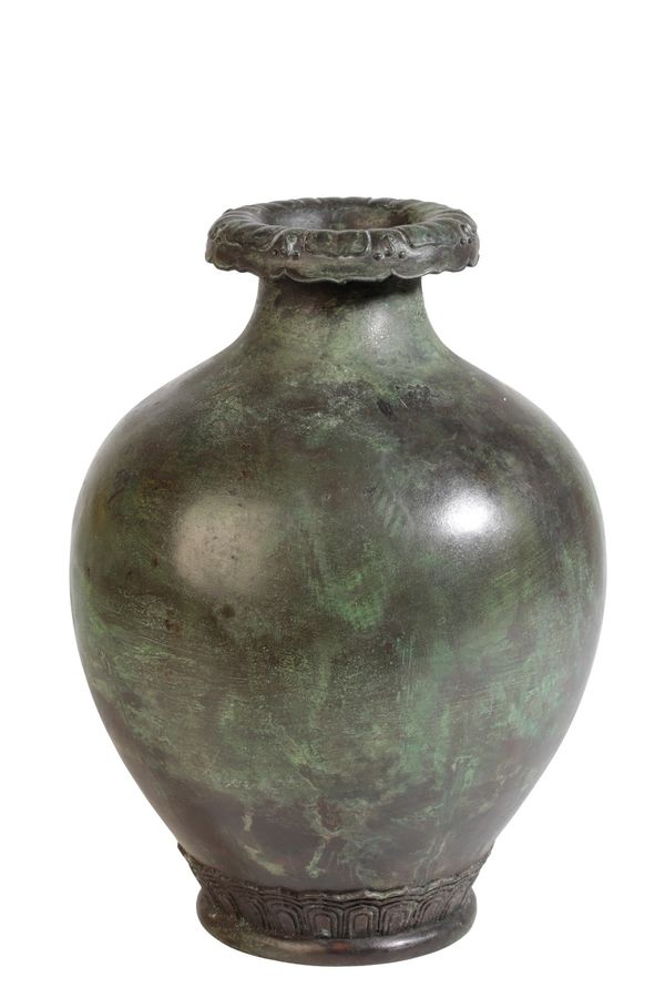 BRONZE BALUSTER VASE, QIANLONG SEAL MARK BUT LATER