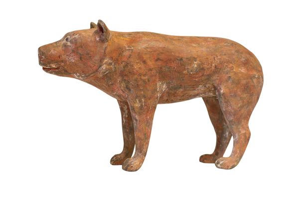 LARGE POTTERY MODEL OF A BEAR, POSSIBLY HAN DYNASTY