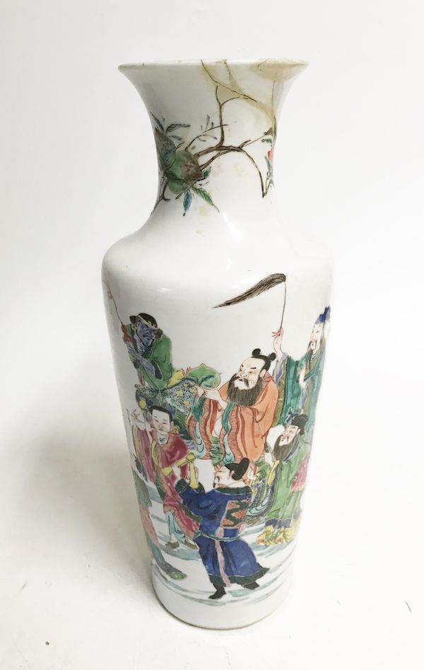 FAMILLE ROSE 'EIGHT IMMORTALS' ROULEAU VASE, YONGZHENG PERIOD