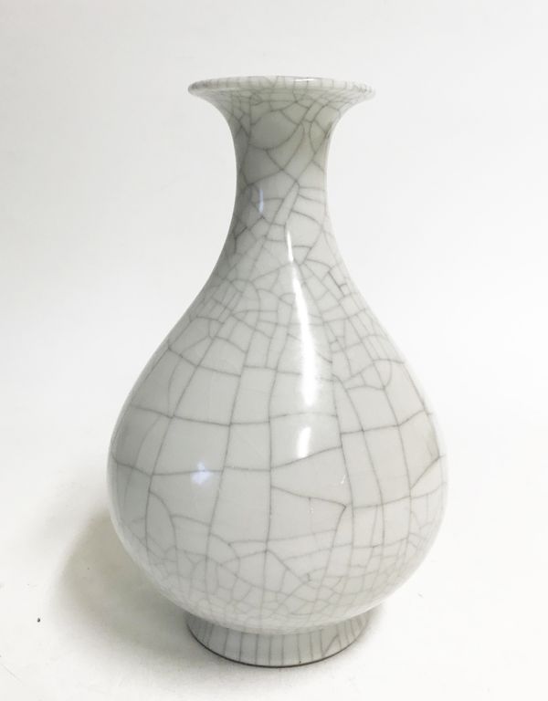 CRACKLE-GLAZE PEAR-SHAPED VASE, GUANGXU SIX CHARACTER MARK BUT LATER