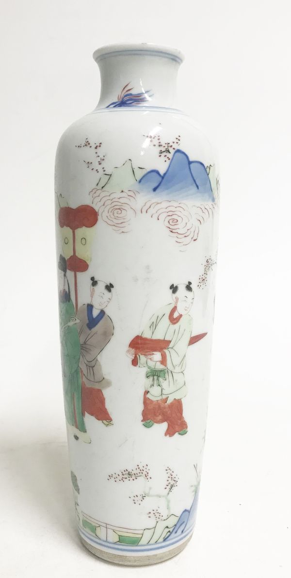 TRANSITIONAL STYLE WUCAI SLEEVE VASE, LATE QING / REPUBLIC PERIOD