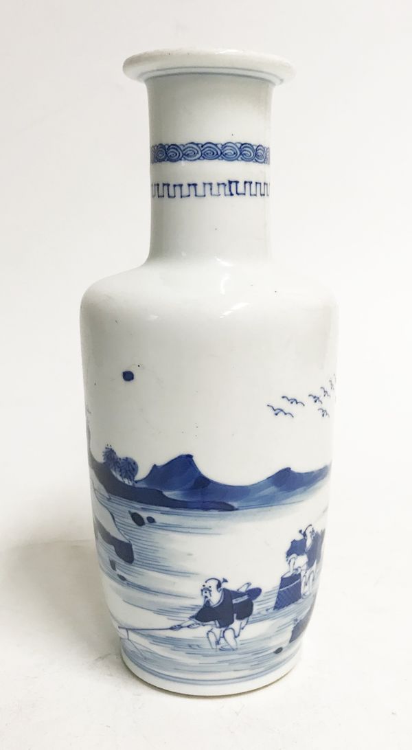 BLUE AND WHITE 'THREE FISHERMEN VASE, 20TH CENTURY