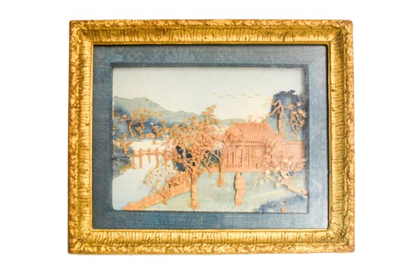 TWO FRAMED CORK PICTURES, LATE QING / REPUBLIC PERIOD