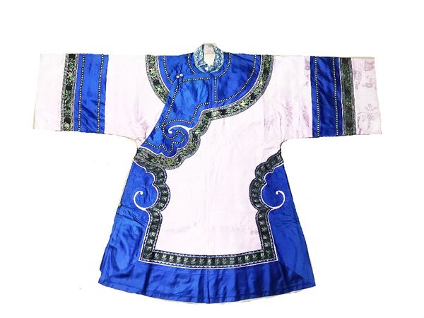 PINK AND BLUE SILK LADIES HOUSE COAT, QING DYNASTY
