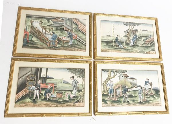 SET OF EIGHT EXPORT PAINTINGS ON SILK, LATE QING / REPUBLIC PERIOD