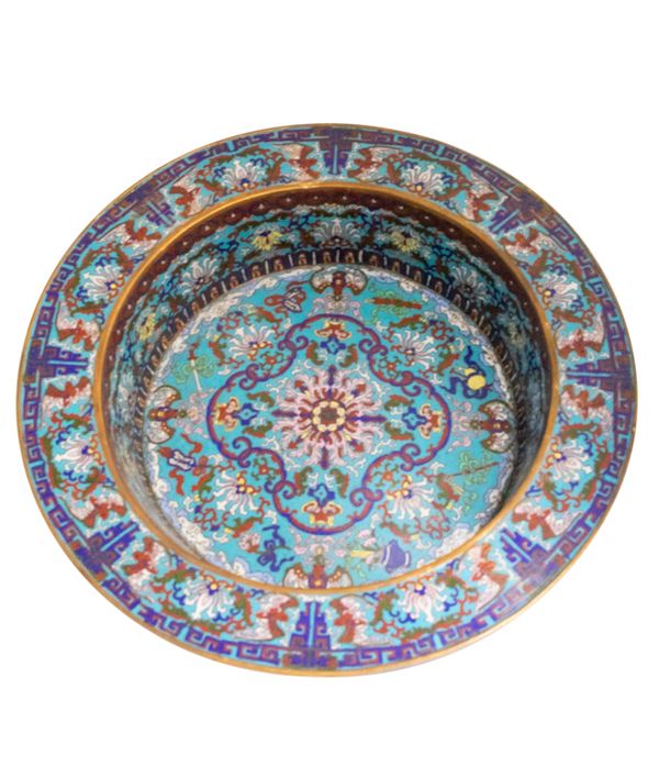 LARGE CLOISONNE BASIN, LATE QING DYNASTY