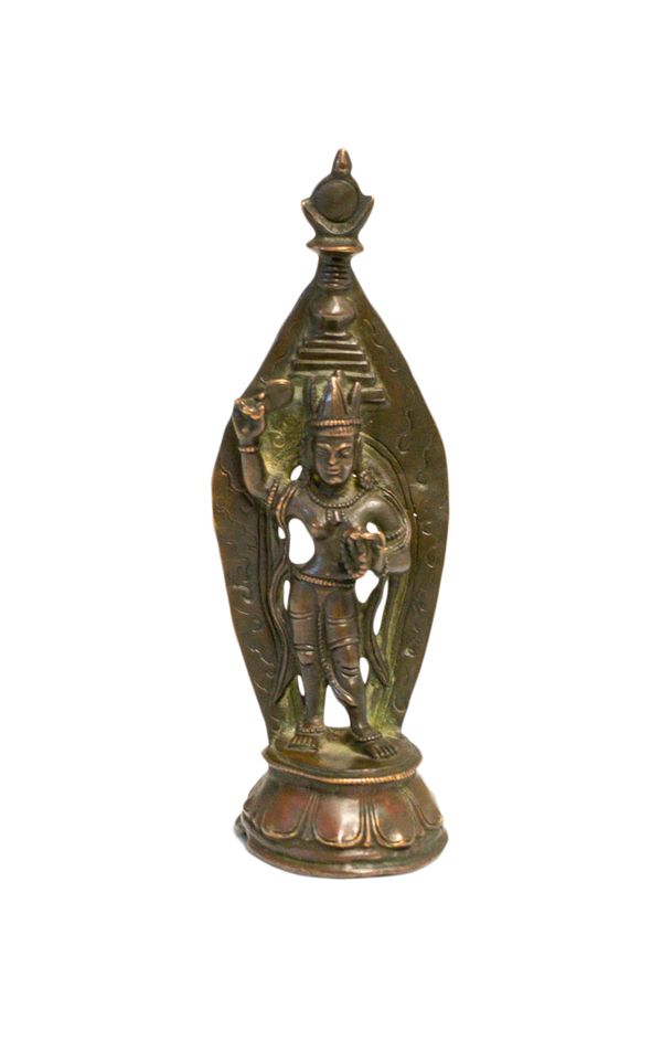 SMALL BRONZE STANDING BUDDHA, SOUTH EAST ASIAN, 18TH / 19TH CENTURY