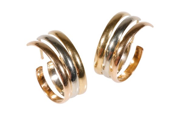 CARTIER TRI COLOURED GOLD LOOP EARRINGS