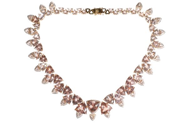 MORGANITE AND DIAMOND NECKLACE