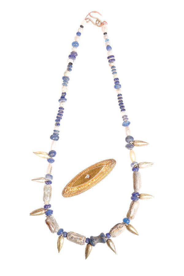 PARTHIAN GOLD AND BLUE BEAD NECKLACE