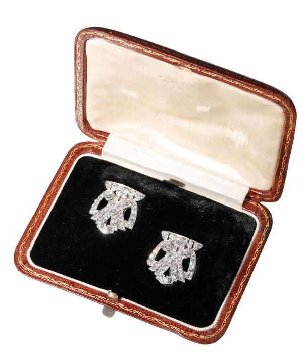 ART DECO DIAMOND DOUBLE CLIP BROOCH