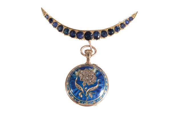 SAPPHIRE CRESCENT BROOCH