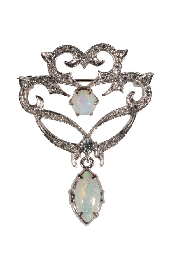 OPAL AND DIAMOND BROOCH