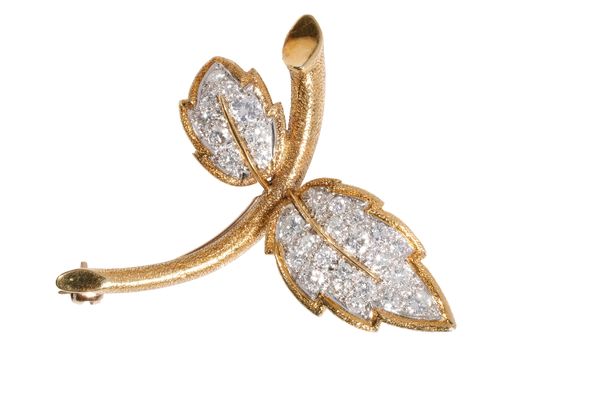 DIAMOND SET LEAF BROOCH