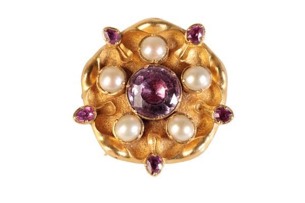 19TH CENTURY PEARL AND GEM SET BROOCH/ PENDANT