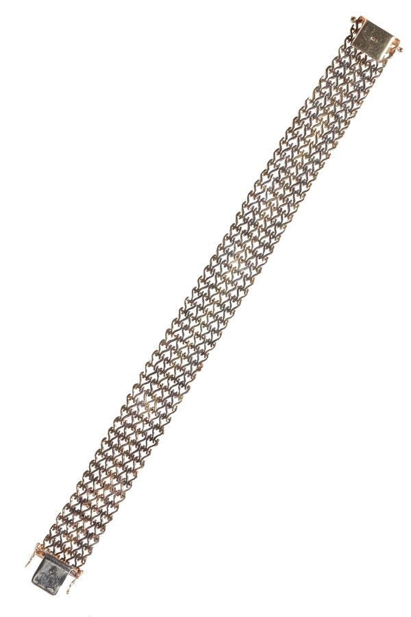 WHITE AND YELLOW GOLD MESH BRACELET