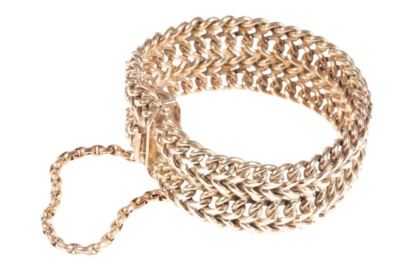 9CT GOLD WIDE FANCY LINK BRACELET