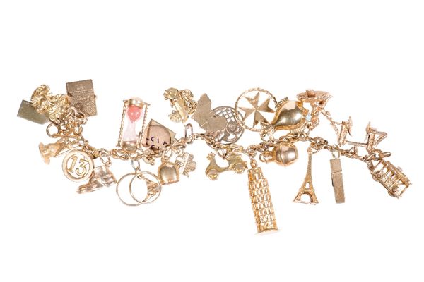 9CT YELLOW GOLD CHARM BRACELET