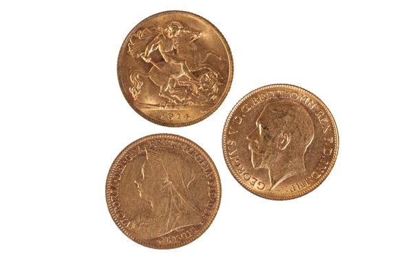 THREE GOLD HALF SOVEREIGNS