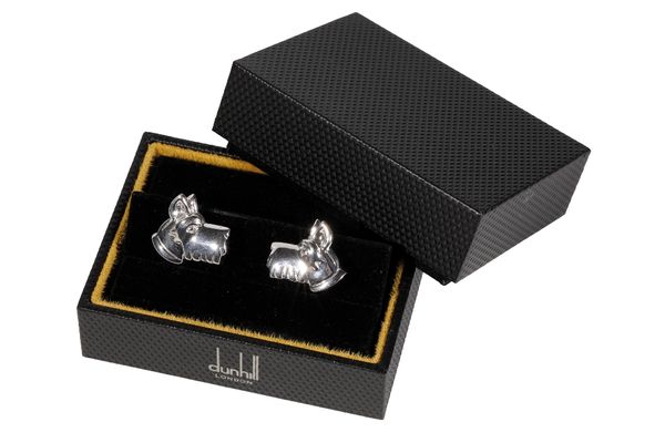 ALFRED DUNHILL: A PAIR OF SILVER CUFFLINKS