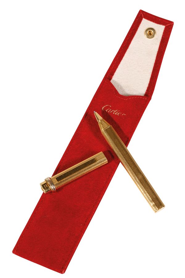 CARTIER: A "VENDOME" GOLD PLATED BALLPOINT PEN