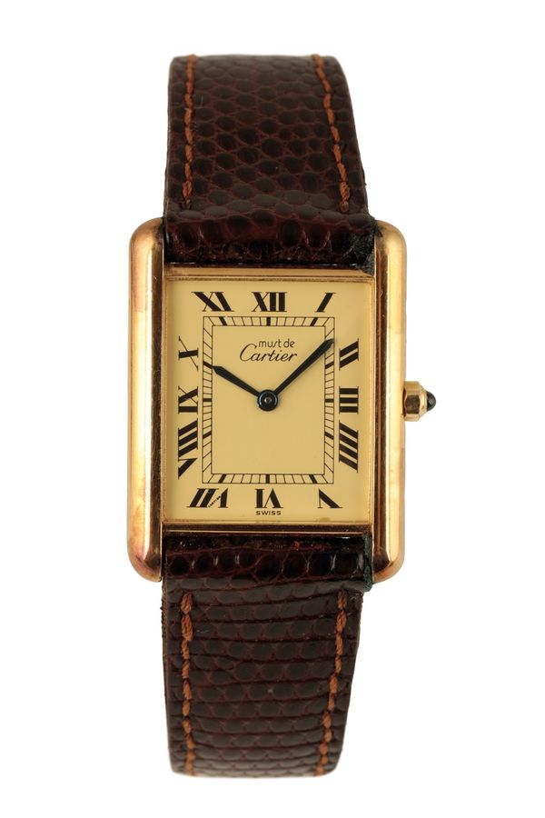 MUST DE CARTIER SILVER GILT GENTLEMAN'S WRISTWATCH