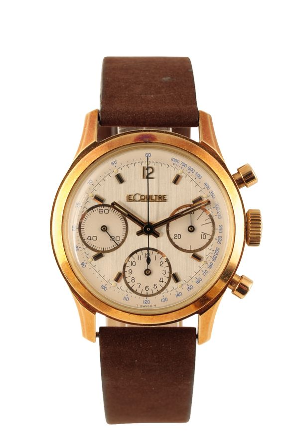 LE-COULTRE 18 CT GOLD GENTLEMAN'S CHRONOGRAPH WRISTWATCH