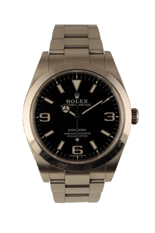 ROLEX OYSTER PERPETUAL EXPLORER GENTLEMAN'S STAINLESS STEEL BRACELET WATCH