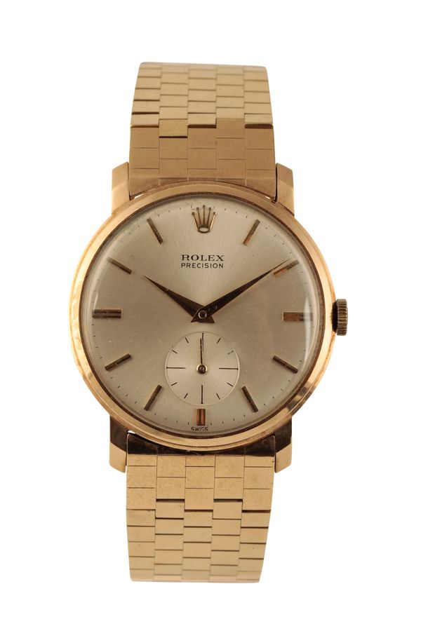 ROLEX PRECISION 9 CT GOLD GENTLEMAN'S BRACELET WATCH