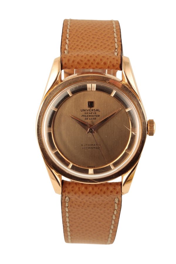 UNIVERSAL GENEVE POLEROUTER DELUXE 18CT ROSE GOLD GENTLEMAN'S WRISTWATCH