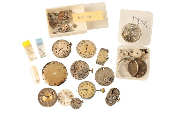 ROLEX: A QUANTITY OF WATCH PARTS AND MOVEMENTS