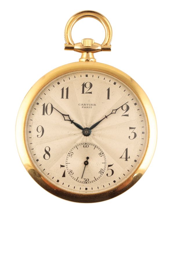 CARTIER: 18CT GOLD OPEN FACED GENTLEMAN'S POCKET WATCH