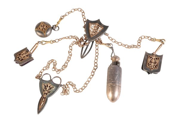 19TH CENTURY MIXED METAL CHATELAINE