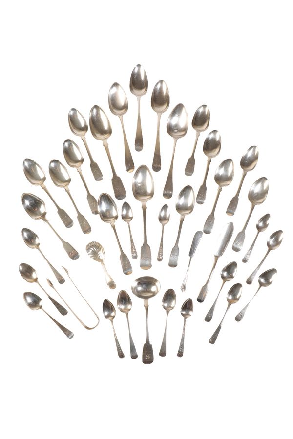 COLLECTION OF GEORGE III AND LATER FLATWARE