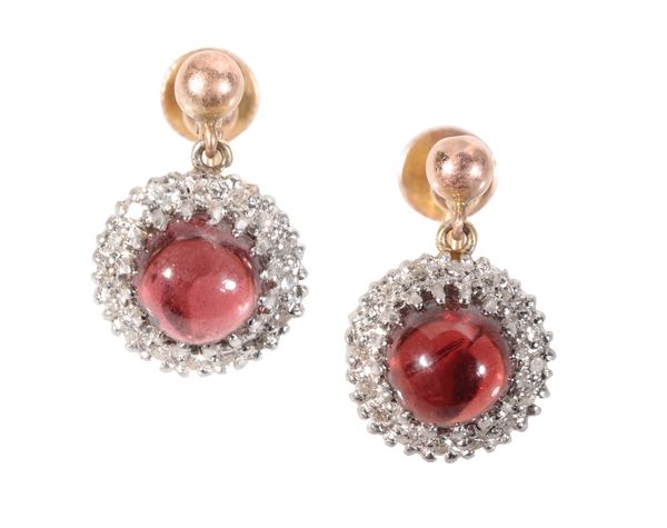 GARNET AND DIAMOND CLUSTER EARRINGS