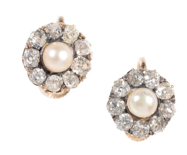 DIAMOND AND CULTURED PEARL EARRINGS