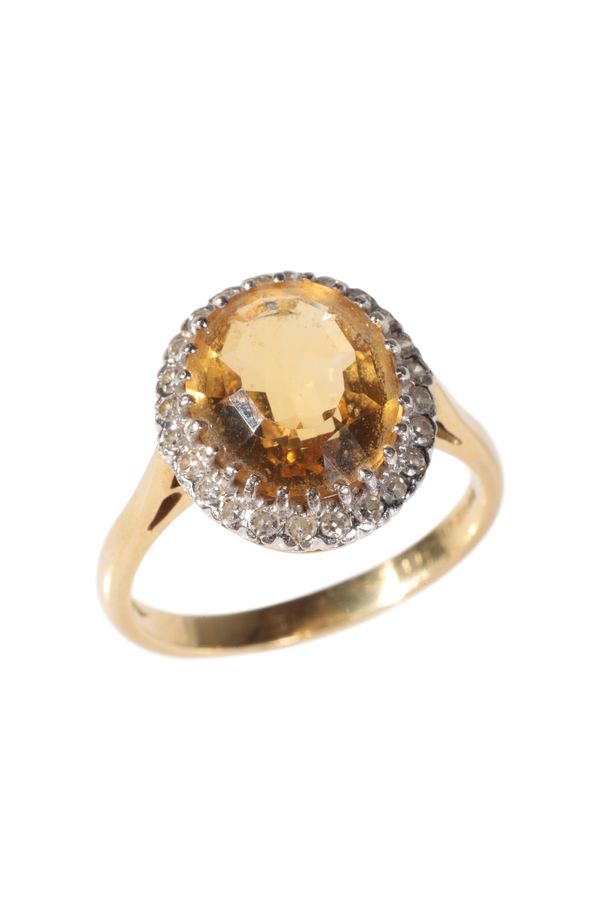 CITRINE AND DIAMOND CLUSTER RING