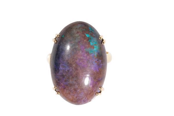 A BLACK OPAL DRESS RING