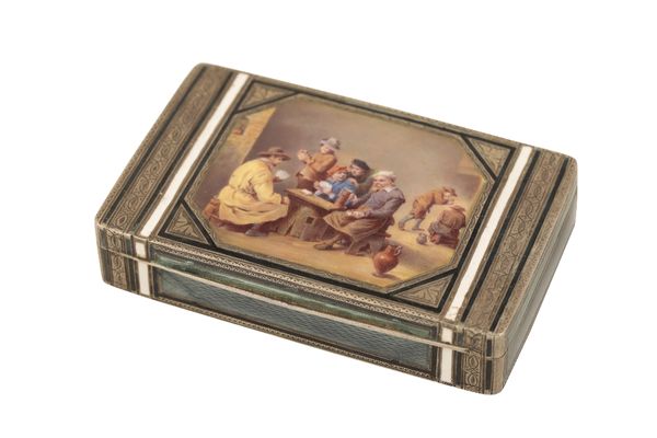 19TH CENTURY CONTINENTAL SILVER AND ENAMEL SNUFF BOX