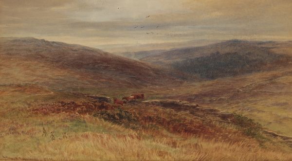 ARTHUR HENRY ENOCK (1839-1917) Moorland landscape with cattle beside a stone wall