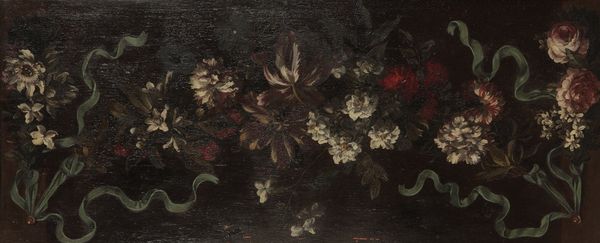 MANNER OF JEAN BAPTISTE MONNOYER (1636-1699) Peonies and other flowers tied with ribbon