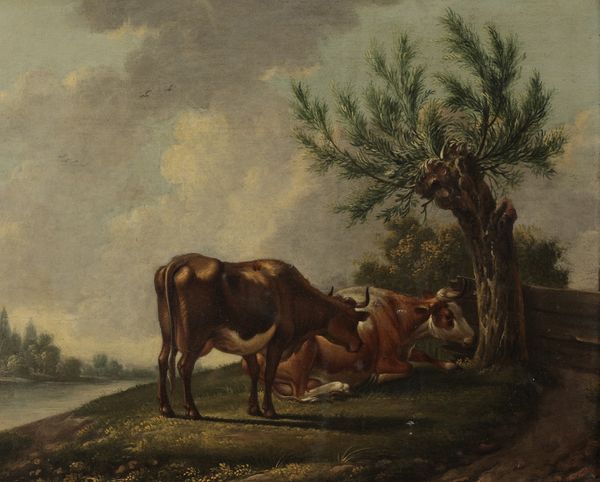 MANNER OF THOMAS SIDNEY COOPER (1803-1902) Study of two cows beside a tree in a landscape