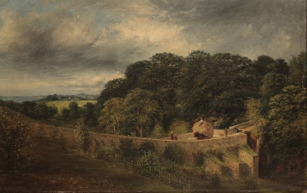 SAMUEL EDMONSTON (1825-1906) Rural scene with a haycart crossing a stone bridge