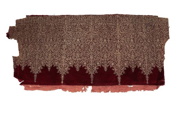 EARLY 19TH CENTURY EMBROIDERED RED VELVET FABRIC PANEL