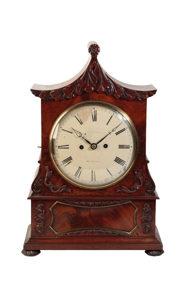 GEORGE III MAHOGANY BRACKET CLOCK