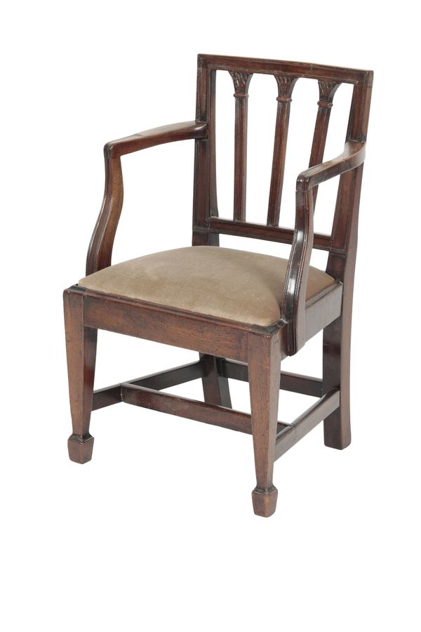 EARLY GEORGE III MAHOGANY CHILD'S ELBOW CHAIR