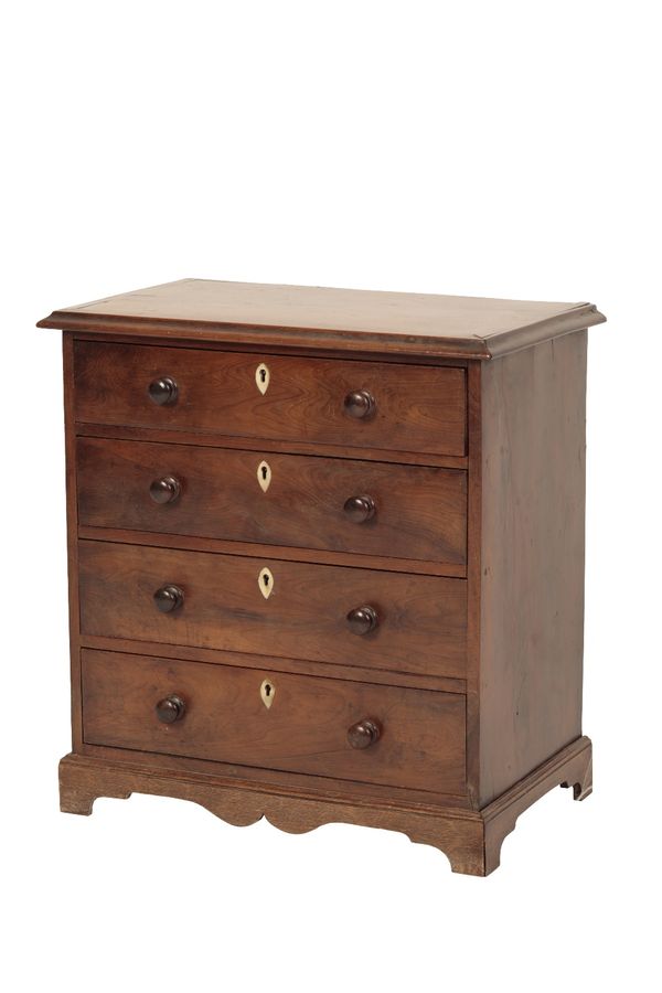 YEW WOOD MINIATURE CHEST OF DRAWERS