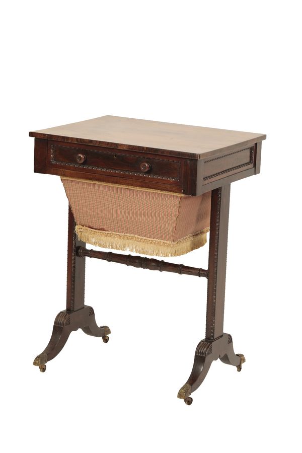 REGENCY ROSEWOOD WORK AND SEWING TABLE