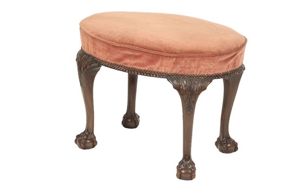 VICTORIAN MAHOGANY AND LATER VELVET UPHOLSTERED OVAL STOOL