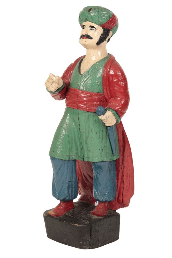 CARVED AND POLYCHROME PAINTED WOOD MODEL OF A TURK